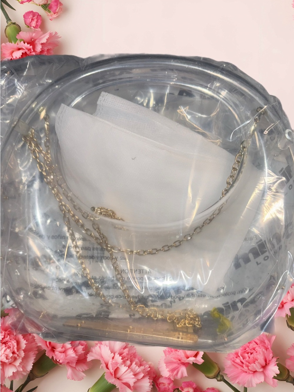 New Clear Crossbody Bag with Gold Chain - Women Accessories